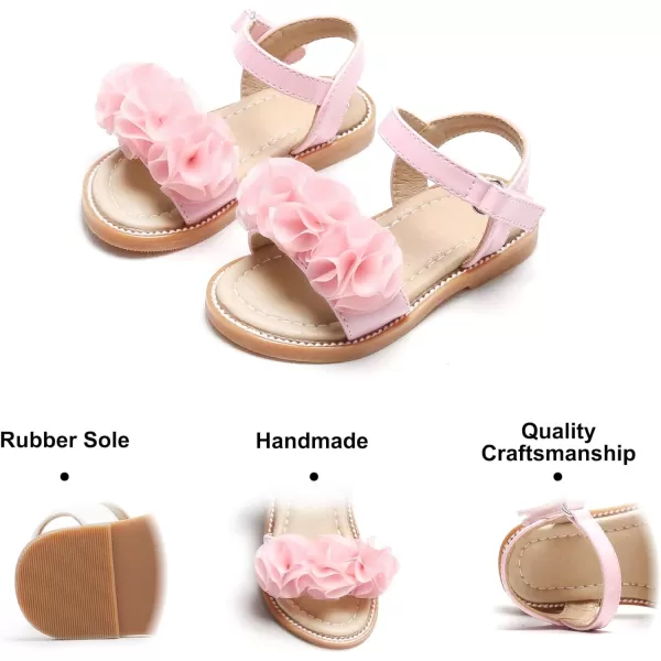 Felix &amp; Flora Toddler Girls Sandals Soft Rubber Flats Summer Baby Flower Girl Shoes.