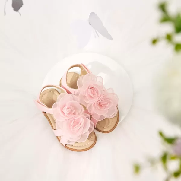 Felix &amp; Flora Toddler Girls Sandals Soft Rubber Flats Summer Baby Flower Girl Shoes.