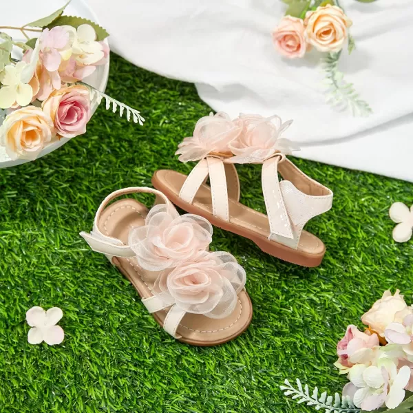 Felix &amp; Flora Toddler Girls Sandals Soft Rubber Flats Summer Baby Flower Girl Shoes.