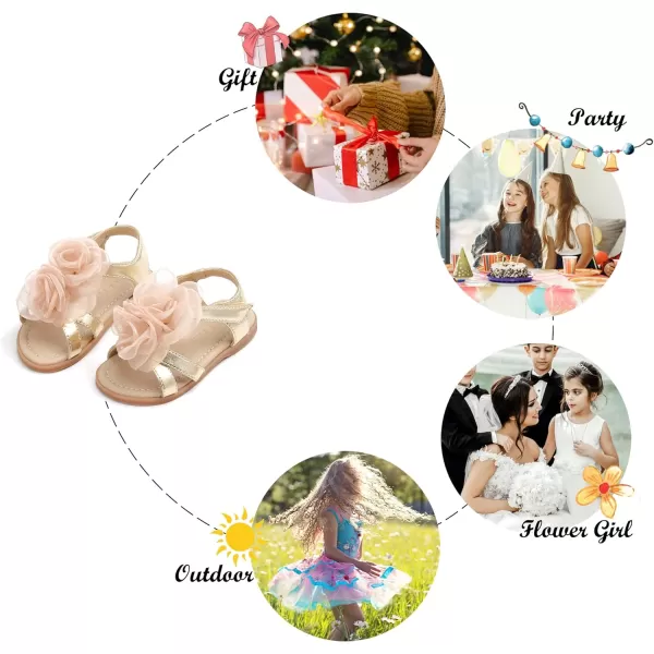 Felix &amp; Flora Toddler Girls Sandals Soft Rubber Flats Summer Baby Flower Girl Shoes.