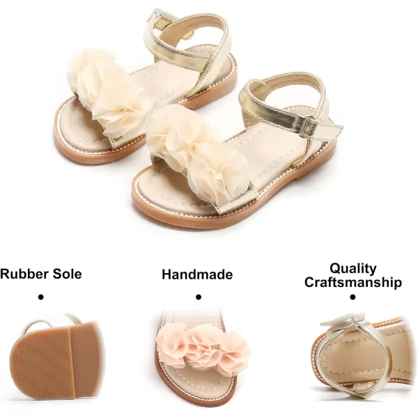 Felix &amp; Flora Toddler Girls Sandals Soft Rubber Flats Summer Baby Flower Girl Shoes.