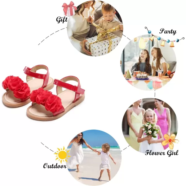 Felix &amp; Flora Toddler Girls Sandals Soft Rubber Flats Summer Baby Flower Girl Shoes.