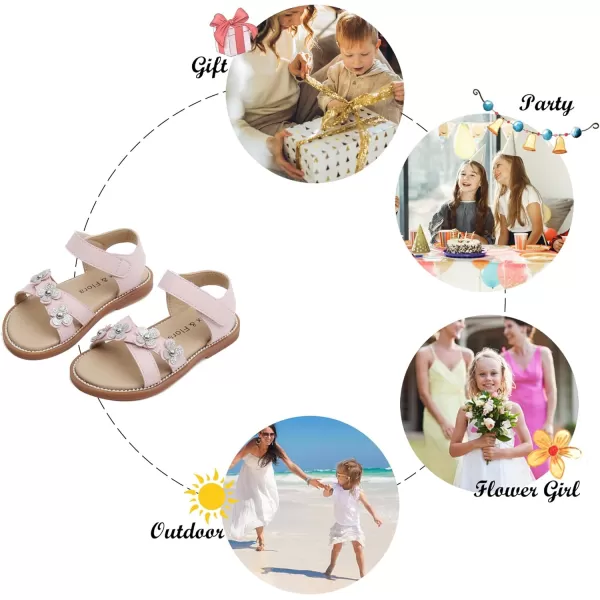 Felix &amp; Flora Toddler Girls Sandals Soft Rubber Flats Summer Baby Flower Girl Shoes.