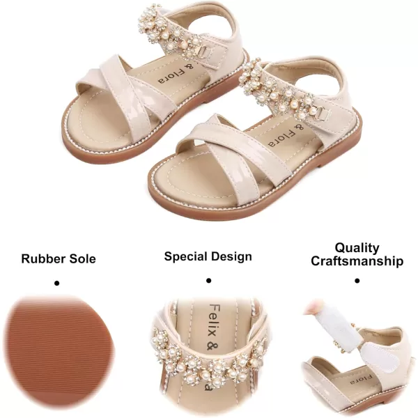 Felix &amp; Flora Toddler Girls Sandals Soft Rubber Flats Summer Baby Flower Girl Shoes.