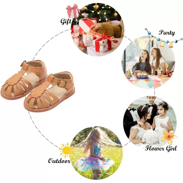 Felix &amp; Flora Toddler Girls Sandals Soft Rubber Princess Flat Shoes Summer Flower Girl Shoes