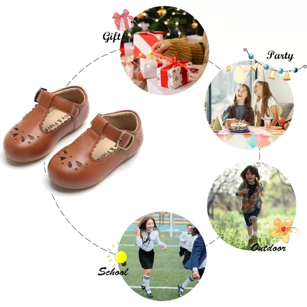 Felix &amp; Flora Toddler Little Girl Flat Oxfords Dress Shoes - Mary Jane Princess for Girl Party School Shoes.