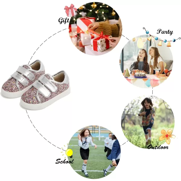 Felix &amp; Flora Toddler/Little Kid Girls Running Shoes Sports Sneakers Princess Casual Glitter Shoes.