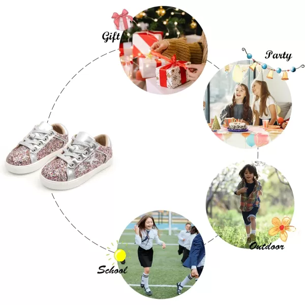 Felix &amp; Flora Toddler/Little Kid Girls Running Shoes Sports Sneakers Princess Casual Glitter Shoes.