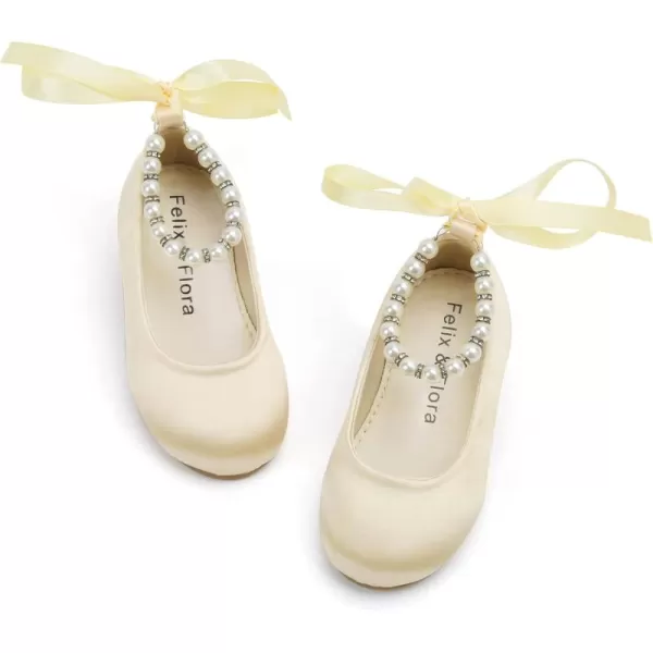Felix &amp; Flora Girls Toddler Little Ballet Shoes - Flower Girls Mary Jane Flats Dress Shoes Party Wedding