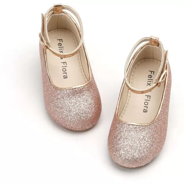 Felix &amp; Flora Girls Toddler Little Ballet Shoes - Flower Girls Mary Jane Flats Dress Shoes Party Wedding