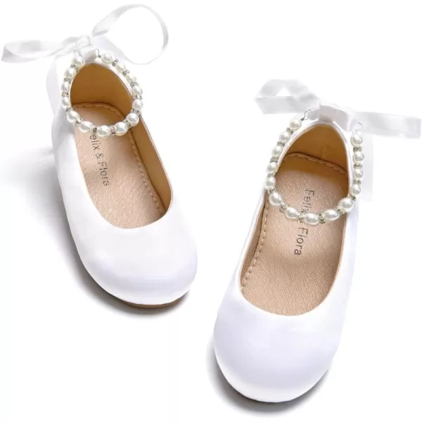 Felix &amp; Flora Girls Toddler Little Ballet Shoes - Flower Girls Mary Jane Flats Dress Shoes Party Wedding