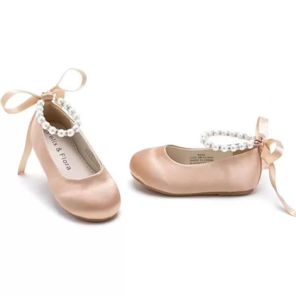 Felix &amp; Flora Girls Toddler Little Ballet Shoes - Flower Girls Mary Jane Flats Dress Shoes Party Wedding