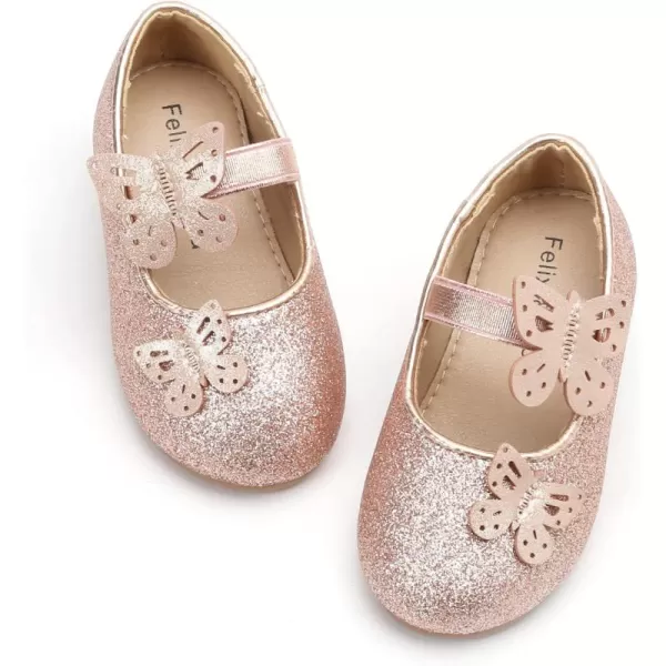 Felix &amp; Flora Girls Toddler Little Ballet Shoes - Flower Girls Mary Jane Flats Dress Shoes Party Wedding