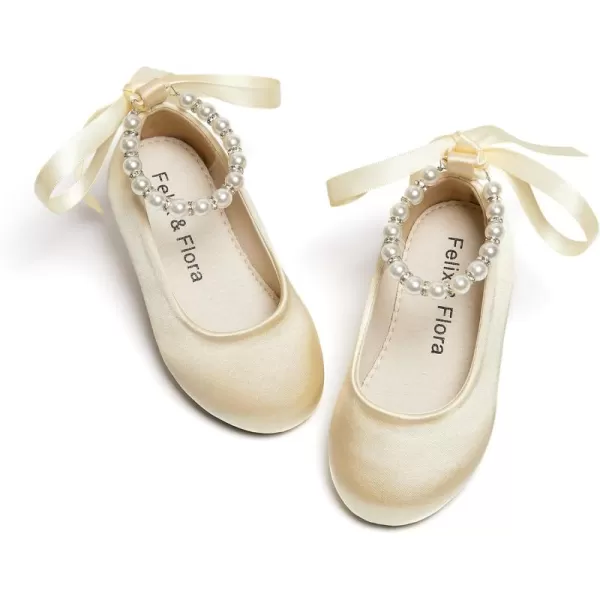Felix &amp; Flora Girls Toddler Little Ballet Shoes - Flower Girls Mary Jane Flats Dress Shoes Party Wedding