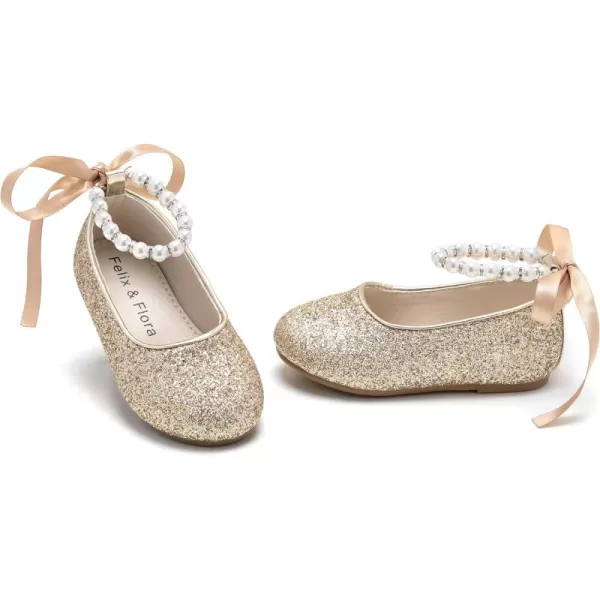 Felix &amp; Flora Girls Toddler Little Ballet Shoes - Flower Girls Mary Jane Flats Dress Shoes Party Wedding