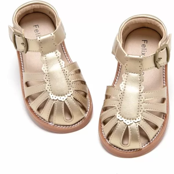 Felix &amp; Flora Toddler Girls Sandals Soft Rubber Princess Flat Shoes Summer Flower Girl Shoes