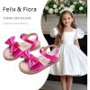 imageFelix ampamp Flora Toddler Girl Sandals  Flower Girl Dress Shoes Open Toe Little Kid Summer FlatsBc291magenta
