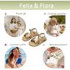 imageFelix ampamp Flora Toddler Girl Sandals  Flower Girl Dress Shoes Open Toe Little Kid Summer FlatsBc309gold