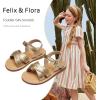 imageFelix ampamp Flora Toddler Girl Sandals  Flower Girl Dress Shoes Open Toe Little Kid Summer FlatsBc309gold