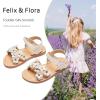 imageFelix ampamp Flora Toddler Girl Sandals Flower Girl Dress Shoes Open Toe Little Kid Summer FlatsBc308beige