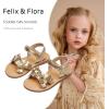 imageFelix ampamp Flora Toddler Girl Sandals Flower Girl Dress Shoes Open Toe Little Kid Summer FlatsBc308gold