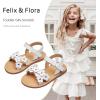 imageFelix ampamp Flora Toddler Girl Sandals Flower Girl Dress Shoes Open Toe Little Kid Summer FlatsBc308white