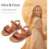 imageFelix ampamp Flora Toddler Girl Sandals Flower Girl Dress Shoes Open Toe Little Kid Summer FlatsBc310brown