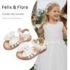 imageFelix ampamp Flora Toddler Girl Sandals Flower Girl Dress Shoes Open Toe Little Kid Summer FlatsBc320white
