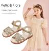 imageFelix ampamp Flora Toddler Girls Sandals Soft Rubber Flats Summer Baby Flower Girl ShoesBc315gold