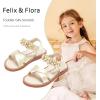 imageFelix ampamp Flora Toddler Girls Sandals Soft Rubber Flats Summer Baby Flower Girl ShoesBc323s Gold