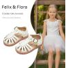 imageFelix ampamp Flora Toddler Girls Sandals Soft Rubber Princess Flat Shoes Summer Flower Girl ShoesBc262cream White