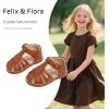 imageFelix ampamp Flora Toddler Girls Sandals Soft Rubber Princess Flat Shoes Summer Flower Girl ShoesBc262dark Brown