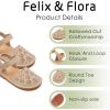 imageFelix ampamp Flora Toddler Girls Sandals Soft Rubber Princess Flat Shoes Summer Flower Girl ShoesBc299tan
