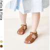 imageFelix ampamp Flora Toddler Girls Sandals Soft Rubber Princess Flat Shoes Summer Flower Girl ShoesBc313brown