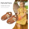 imageFelix ampamp Flora Toddler Girls Sandals Soft Rubber Princess Flat Shoes Summer Flower Girl ShoesBc313brown