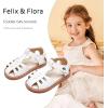 imageFelix ampamp Flora Toddler Girls Sandals Soft Rubber Princess Flat Shoes Summer Flower Girl ShoesBc313white