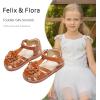 imageFelix ampamp Flora Toddler Girls Sandals Soft Rubber Princess Flat Shoes Summer Flower Girl ShoesBc326brown