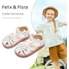 imageFelix ampamp Flora Toddler Girls Sandals Soft Rubber Princess Flat Shoes Summer Flower Girl ShoesBc326white