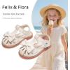 imageFelix ampamp Flora Toddler Girls Sandals Soft Rubber Princess Flat Shoes Summer Flower Girl ShoesBc327beige