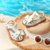 imageFelix ampamp Flora Toddler Girls Sandals Soft Rubber Princess Flat Shoes Summer Flower Girl ShoesBc327ivory White