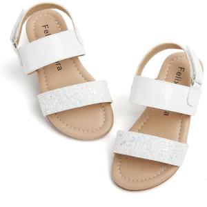 imageFelix ampamp Flora Toddler Girl Sandals  Flower Girl Dress Shoes Open Toe Little Kid Summer FlatsBc251multicolor White