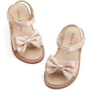 imageFelix ampamp Flora Toddler Girl Sandals  Flower Girl Dress Shoes Open Toe Little Kid Summer FlatsBc291dark Nude