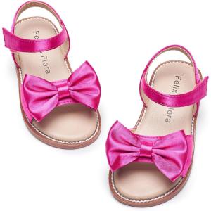 imageFelix ampamp Flora Toddler Girl Sandals  Flower Girl Dress Shoes Open Toe Little Kid Summer FlatsBc291magenta