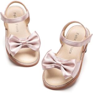 imageFelix ampamp Flora Toddler Girl Sandals  Flower Girl Dress Shoes Open Toe Little Kid Summer FlatsBc291pink
