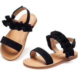imageFelix ampamp Flora Toddler Girl Sandals  Flower Girl Dress Shoes Open Toe Little Kid Summer FlatsBc300black