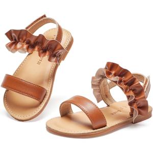 imageFelix ampamp Flora Toddler Girl Sandals  Flower Girl Dress Shoes Open Toe Little Kid Summer FlatsBc300fl Brown