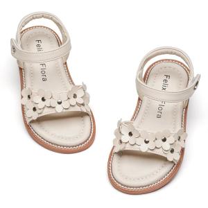 imageFelix ampamp Flora Toddler Girl Sandals  Flower Girl Dress Shoes Open Toe Little Kid Summer FlatsBc317beige