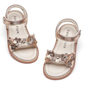 imageFelix ampamp Flora Toddler Girl Sandals  Flower Girl Dress Shoes Open Toe Little Kid Summer FlatsBc317champagne