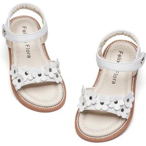 imageFelix ampamp Flora Toddler Girl Sandals  Flower Girl Dress Shoes Open Toe Little Kid Summer FlatsBc317white