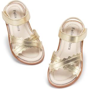 imageFelix ampamp Flora Toddler Girl Sandals  Little Girl Easter Summer Dress Shoes Lightweight Open Toe Beach HolidayBc286bright Gold